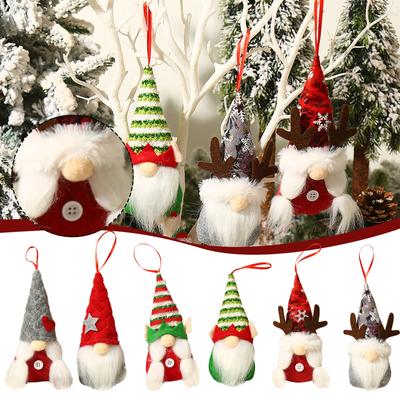 Christmas Gnomes Ornaments Handmade Plush Santa Christmas Tree Hanging Decorations 2pcs Set