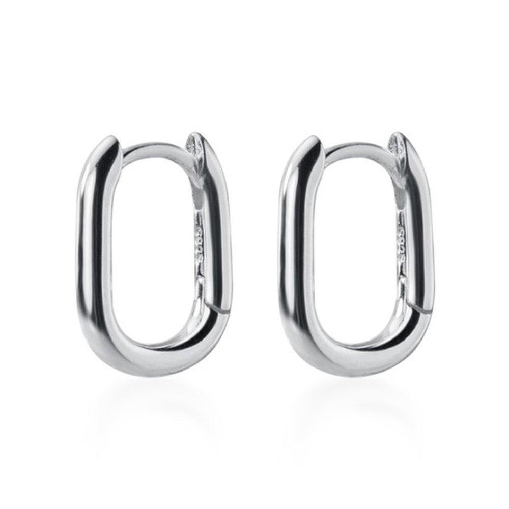 Hermosa:J E071 925 Silver Earrings, Rose Gold Square Earrings, Daily Hoop Earrings