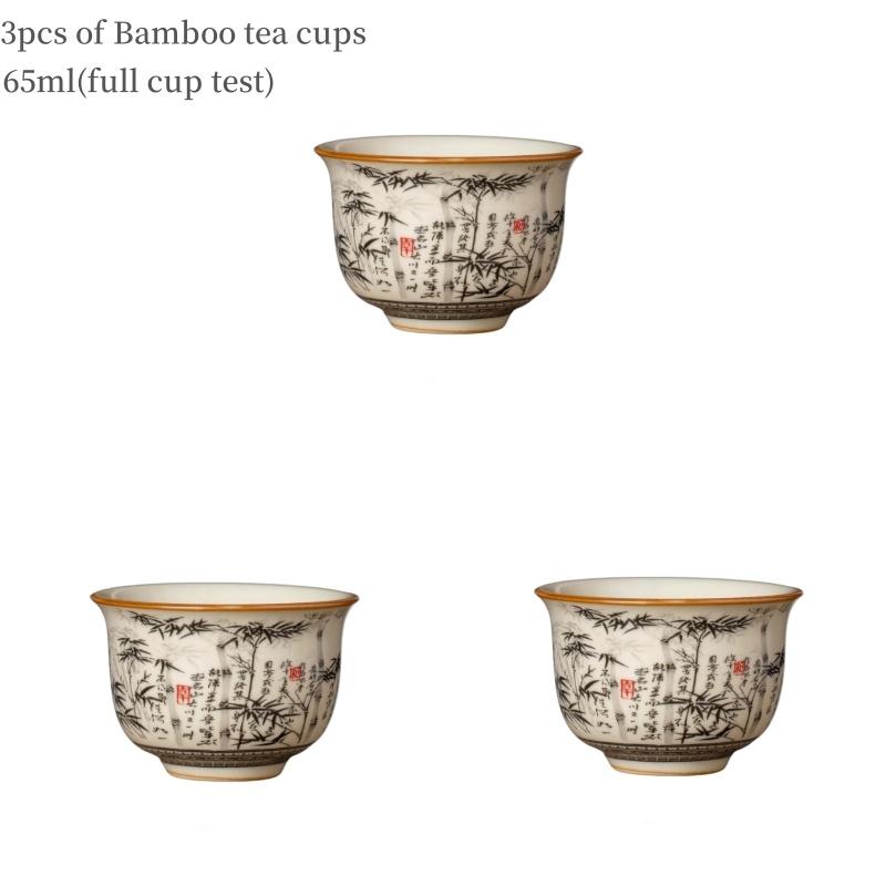 Bamboo Porcelain Chinese Kettle Ru Yao Handle Teapot Tea Ceremony Set KungFu Tea Set