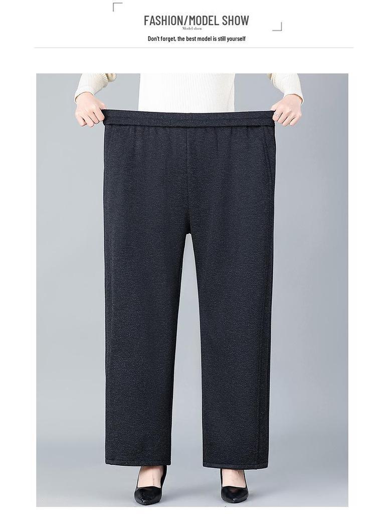 8XL Plus Size Fleece-Lined Winter Cotton Pants for Middle-Aged & Elderly - Loose, Thick, Long Pants