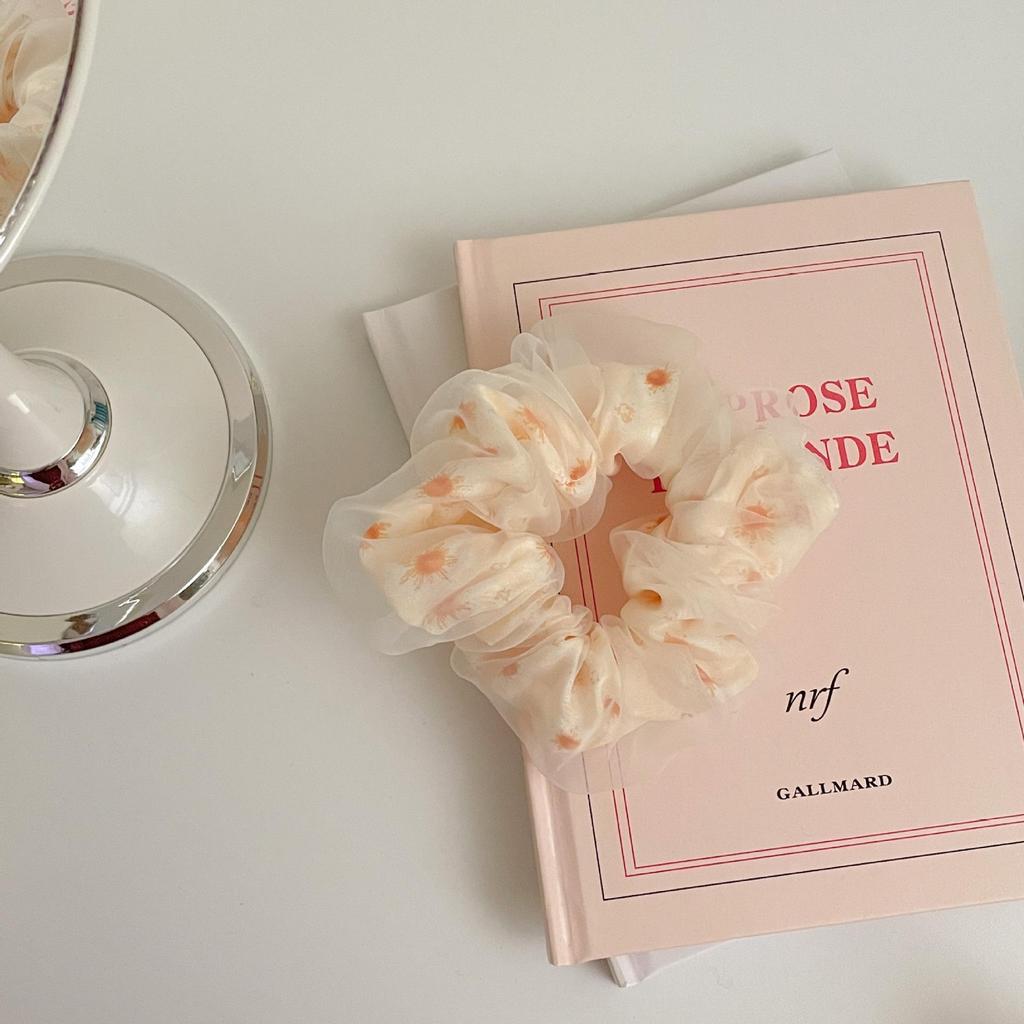 Sweet Korean Style Floral Mesh Hair Tie with Large Intestine Design - School Style Rubber Band E18