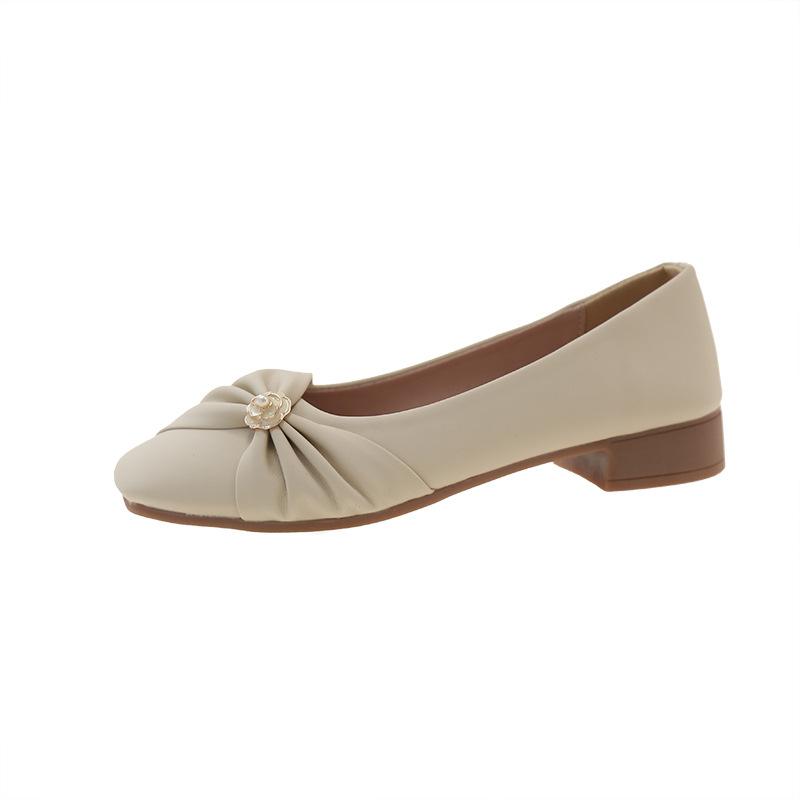 Mary Jane women's shoes soft leather with skirt single shoes women's thick heel soft sole gentle shoes