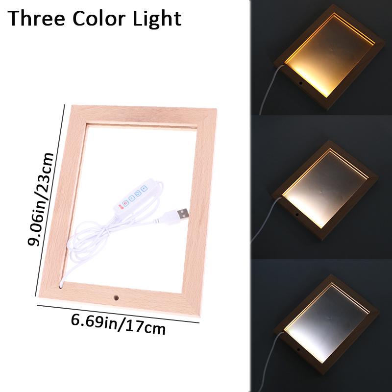 Leuchtender Fotorahmen, Tisch-Bilderrahmen, leuchtender Halter, einfaches 3D-Licht, Dekor, LED-Licht, Holz, USB-LED-Bilderrahmen