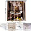 1pc Creative Bear Nature Theme Shower Curtain Liven Up Your Space with Fun Bath Decor Polyester Fabric, Bathroom Decoration, Inc
