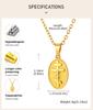 Russian Orthodox Cross Necklace Gold Plated Stainless Steel Oval Religious Medallion for Men Women Faith Gift