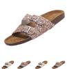 Women Double Buckle Slip On Sandals Summer Open Toe Flat Slides Adjustable Strap Beach Casual Shoes Comfort Sole