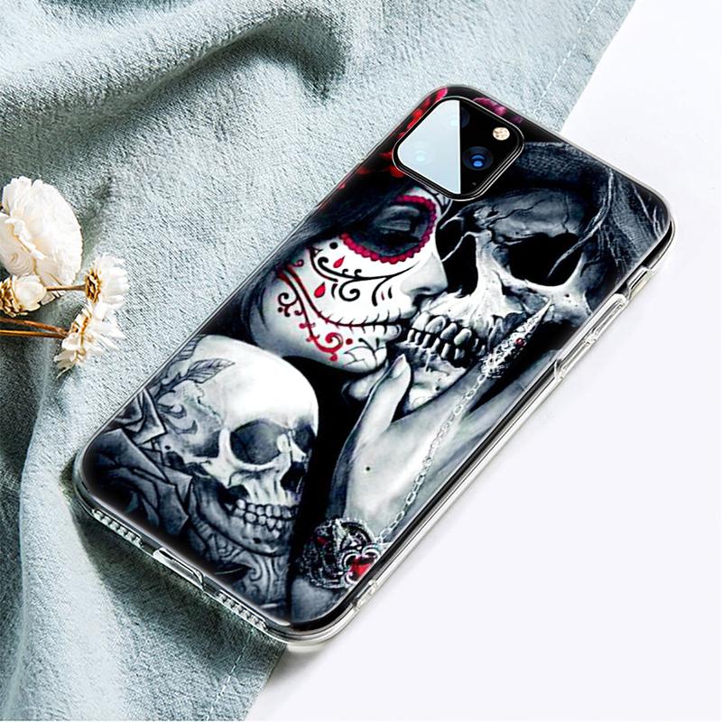 Husă de telefon din silicon cu craniu și catrinas pentru Apple iPhone 13 12 Mini 11 Pro XS Max X XR 6 6S 7 8 Plus 5 SE 2020 de lux Husă moale