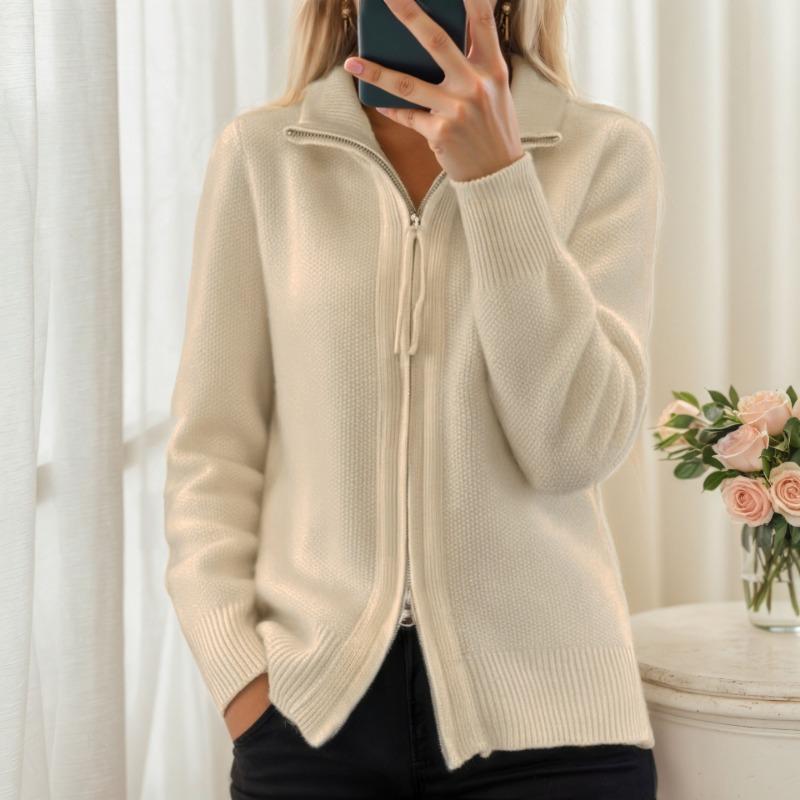 Women S Long Sleeve Zip Knit Cardigan Sweater Jacket