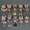 Handmade Punk Robot Pendant Wooden Head Body Hammer Shovel Axe Microphone Badminton Racket Keychain Necklace Pendant