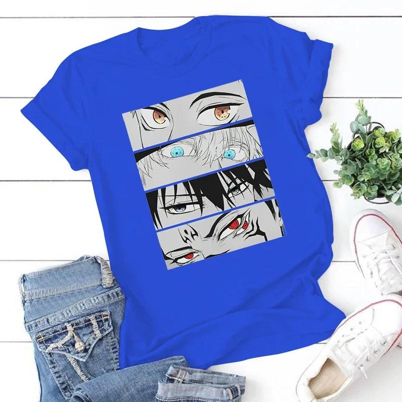 Japanese Anime Print Summer Clothes T-shirt Large Size Harajuku Short Sleeve Women's Men's Casual Cotton T-shirt Men's Tops