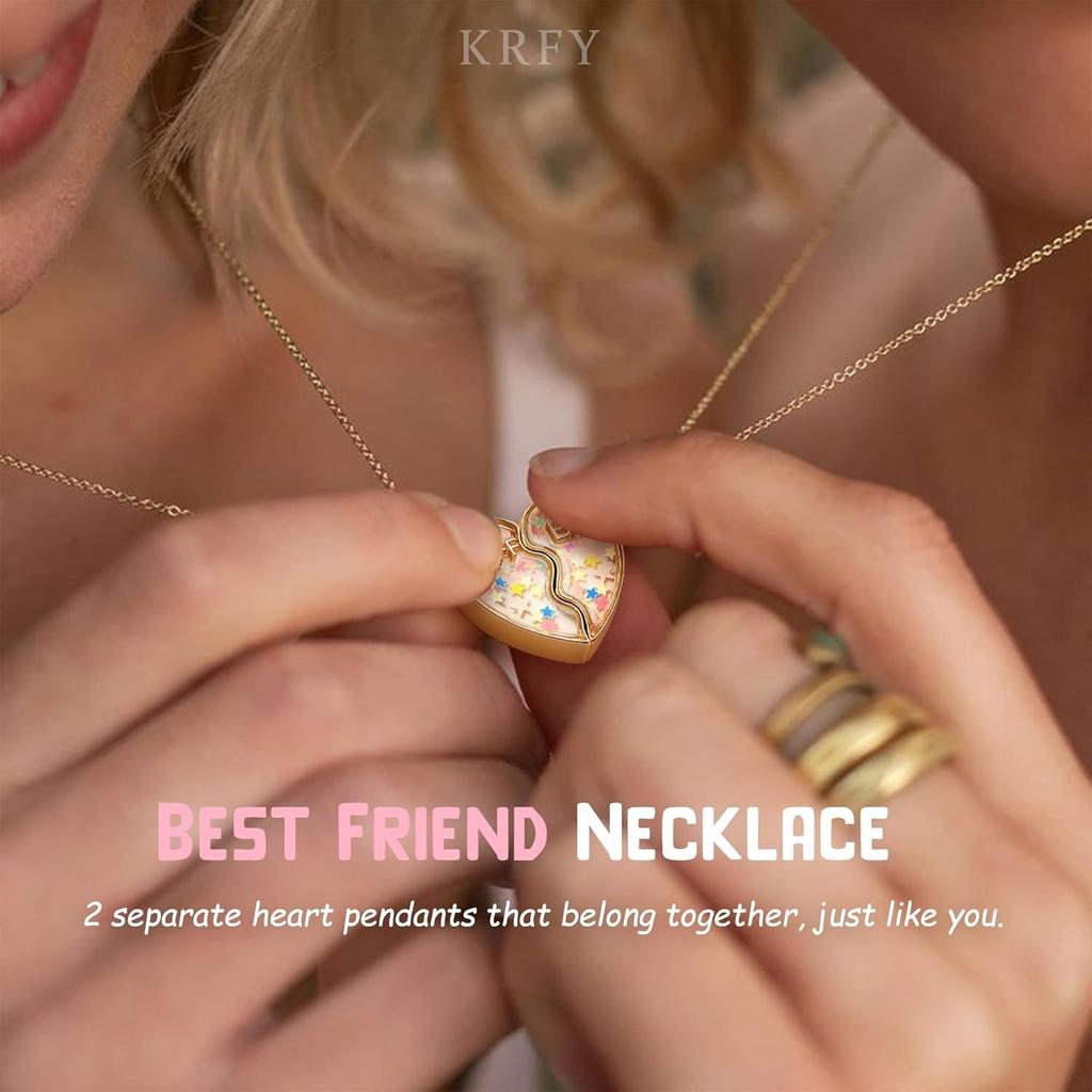 Bobisty Friendship Necklace for 2 Best Friend Necklaces Matching Pendant BFF Necklace for 2 Sister Magnetic Split Heart Necklace