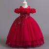 Girls Kids Princess Long Tulle Dress Birthday Party Formal Occasion Dress