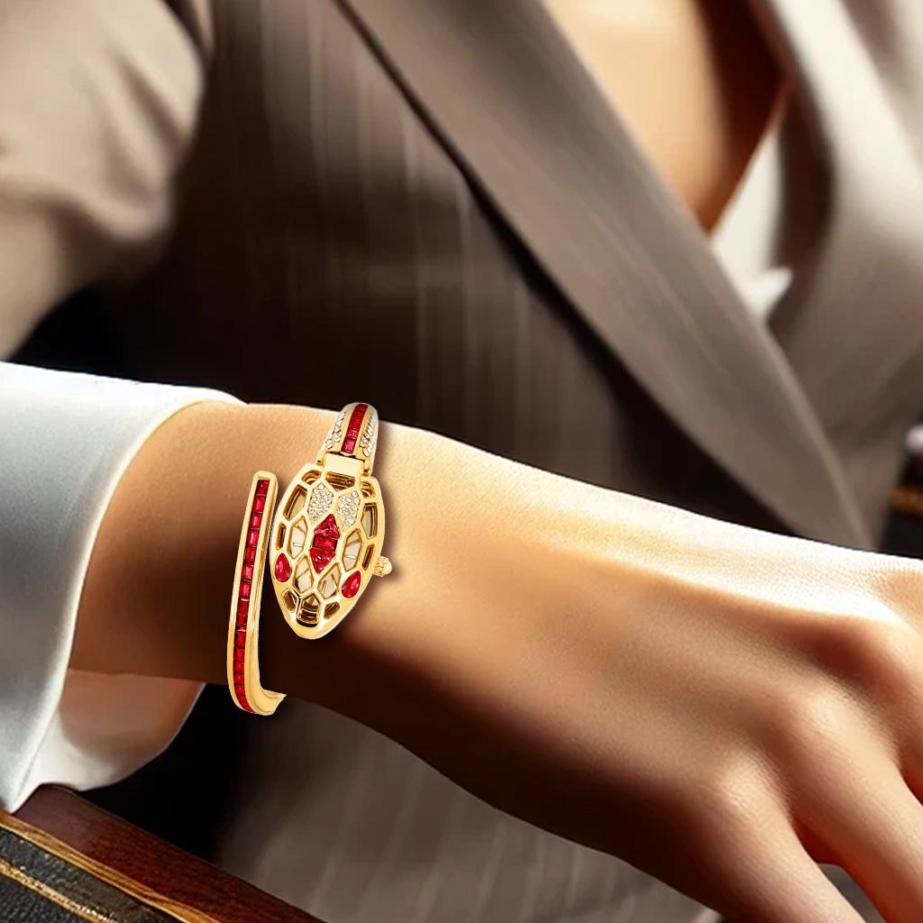 2025 Neue Damenmode, Leichter Luxus, Nischen-Quarzuhr im modischen Schlangenarmband-Stil mit Temperament