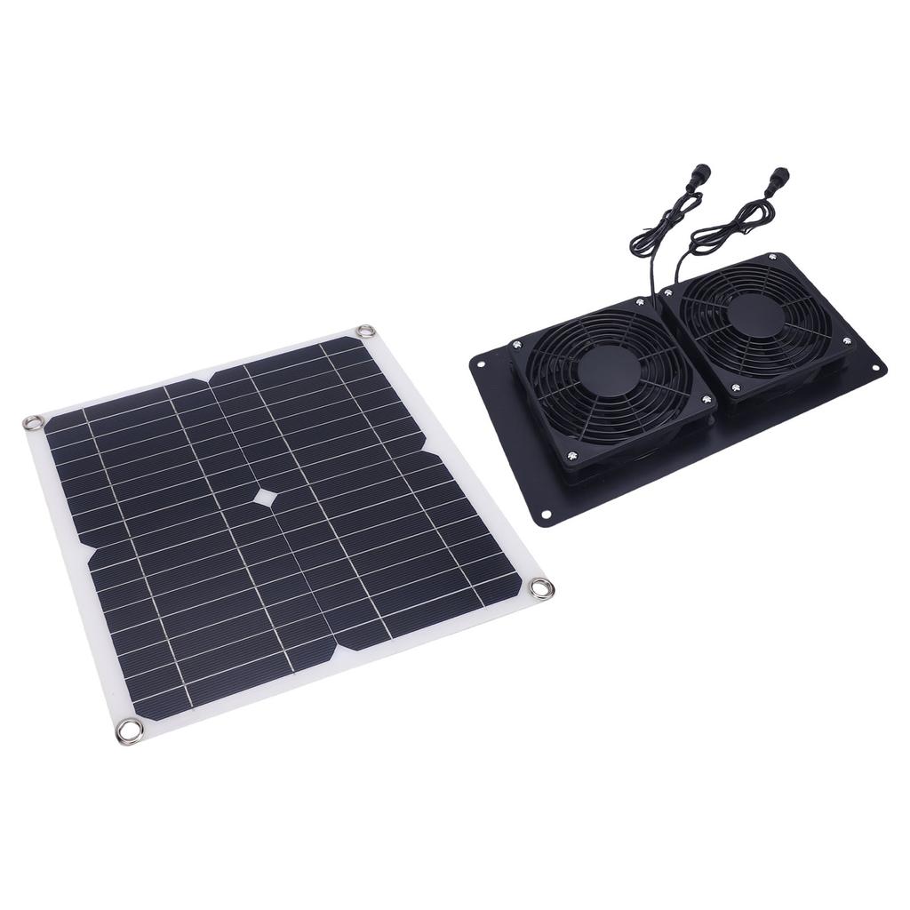 Solar Powered Exhaust Fan 12W 18V Monocrystalline Silicon Solar Panel Dual Fan Ventilator Kit for