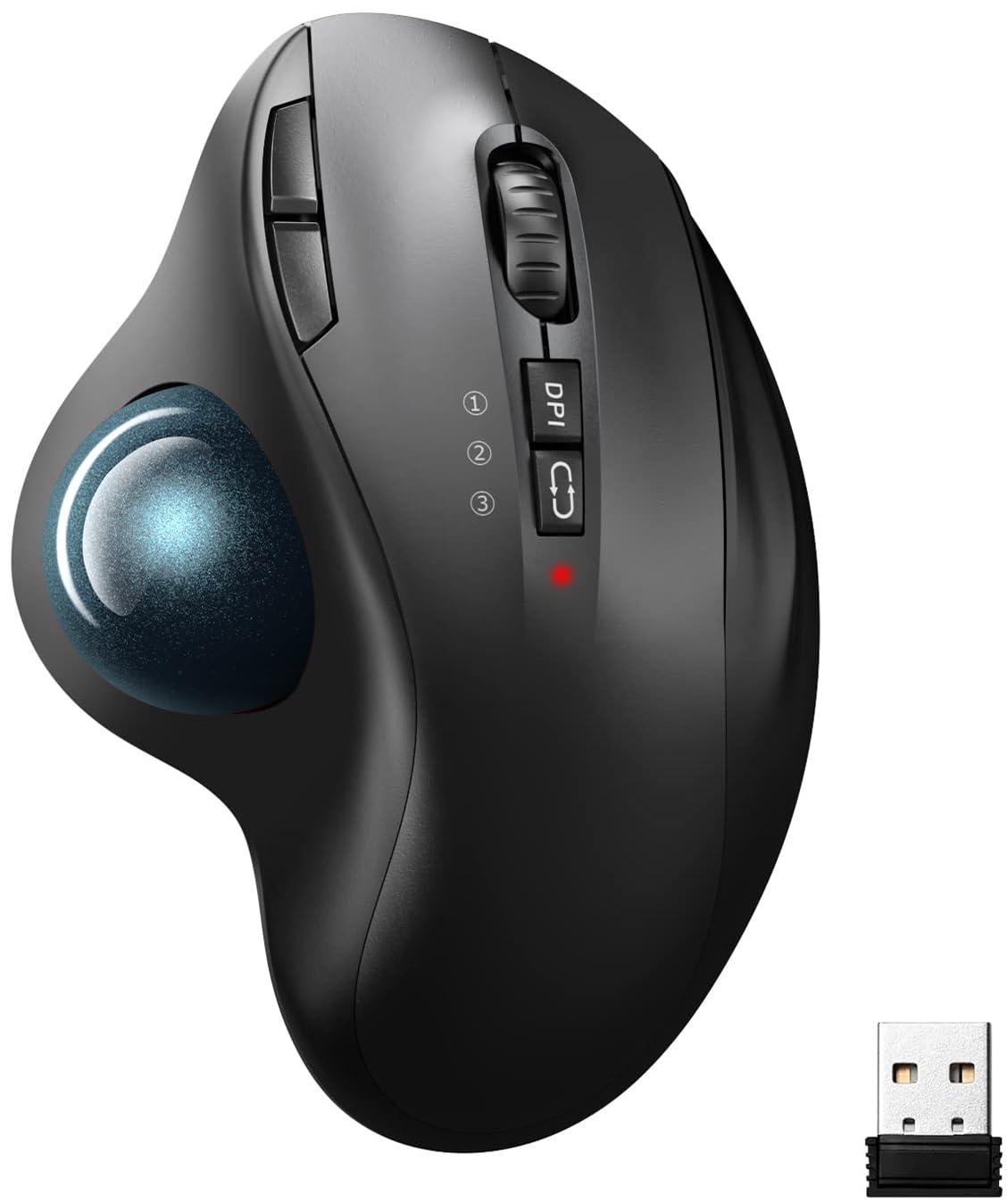 

JUNNUP Bluetooth USB Dual Simultaneous Connection for 3 Thumb Wireless Mouse 7 Quiet 5 DPI Long Standby Compatible with Receiver Ideal for from Home & синій