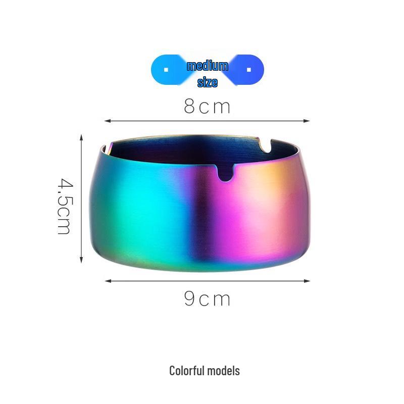 Customized Windproof Stainless Steel Ashtray with Engraved Silk Flower for Bars, Cafes, and Living Rooms