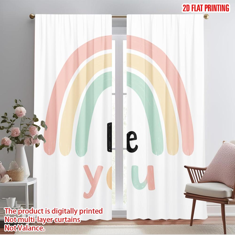 

2pcs 2D flat printing Curtains Rainbow Be You Polyester Without Electricity All Season Party & Holiday Decor for Festive 52.50×116.00 CM 2pcs