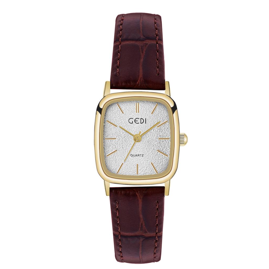 Exquisite, Small, High-Value Women'S Watch, Small Sugar Cube, High-End Quartz Watch, Women'S Retro Leather Watch