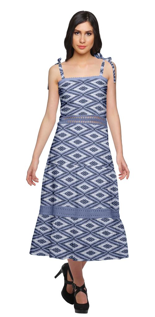 Moomaya Printed Adjustable Shoulder Strap Women Casual Sleeveless Long Dress