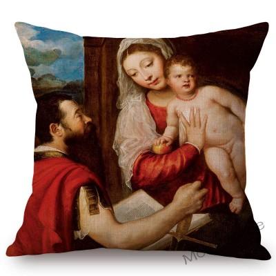 Neoclassic Italian Renaissance Titian Christian Bible Theme Painting Venus Home Decor Sofa Pillow Case Vintage Art Cushion Cover
