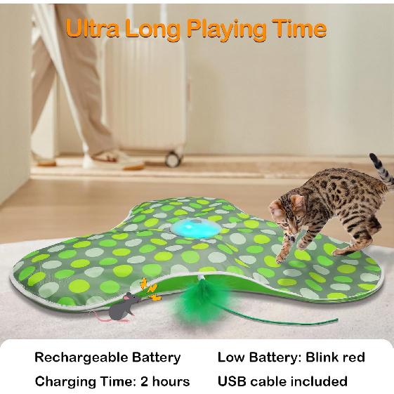 Exercise Interactive Cat Toys Rechargeable Moving Concealed Feathers Real Mouse Squeaky Touch Activated Cat Kitten Toy For Indoor Bored Cats