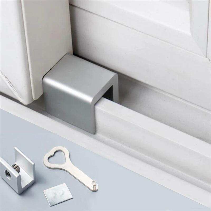 1PC Child Protection Baby Safety Adjustable Sliding Window Locks Stop Aluminum Alloy Security Lock With Keys Safety Window Lock