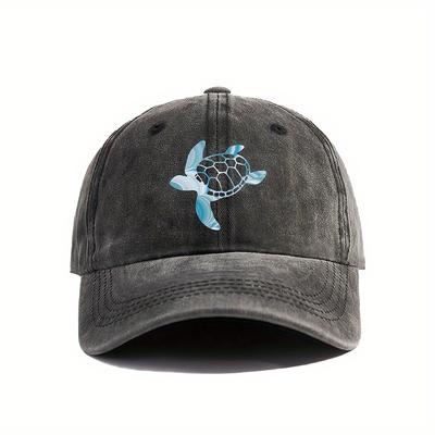 Sea Turtle Print Baseball Caps Adjustable Lightweight Cotton Hats with Vibrant WashedOut ColorsAppropriate for Any Season