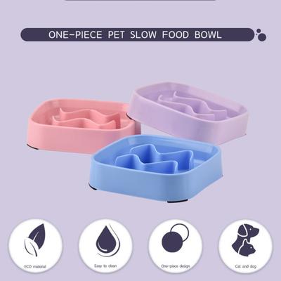 Slow Feeding Pet Bowl Anti-Choking Design Spill-proof Deep Pet Food Dish Square Pet Slow Down Eating Bowl