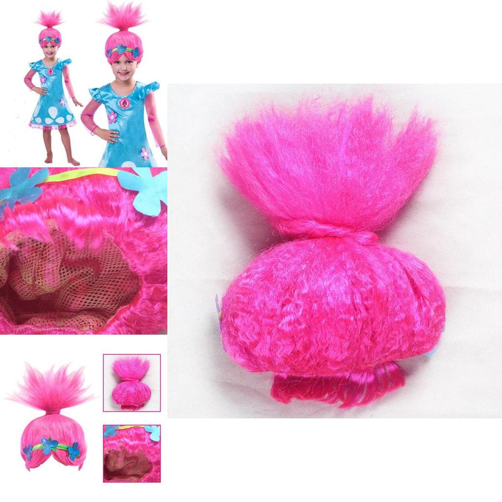Kinder Troll Stil Festival Party Perücke Für Cartoon Cosplay Mit Pinker Kopfschmuck Kappe