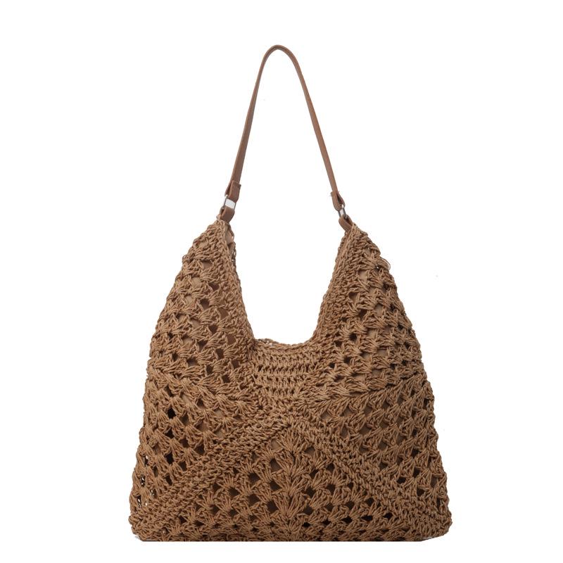 Women's Trendy Hollow Woven Straw Beach Tote Bag