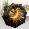 Goldenes Sonne & Mond Mandala Regenschirm, Tragbarer 3-Fach Regenschirm für Männer & Frauen, Weihnachtsgeschenk ES78