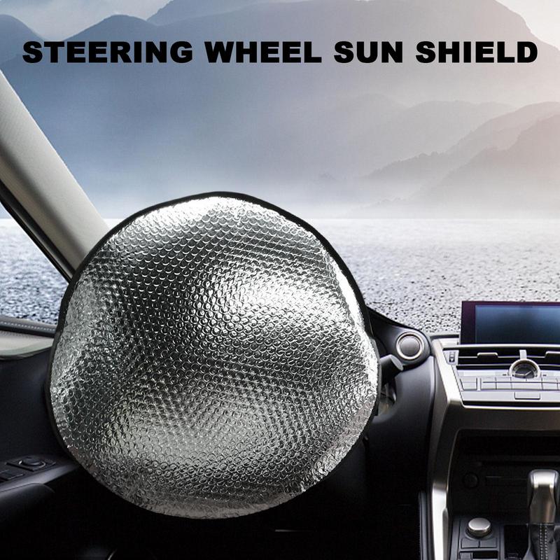 43x43cm Car Steering Wheel Anti-Heat Sun Shade Cover High Quality Silver Double Thick Sun-proof Anti-UV Protect Parasol Shield