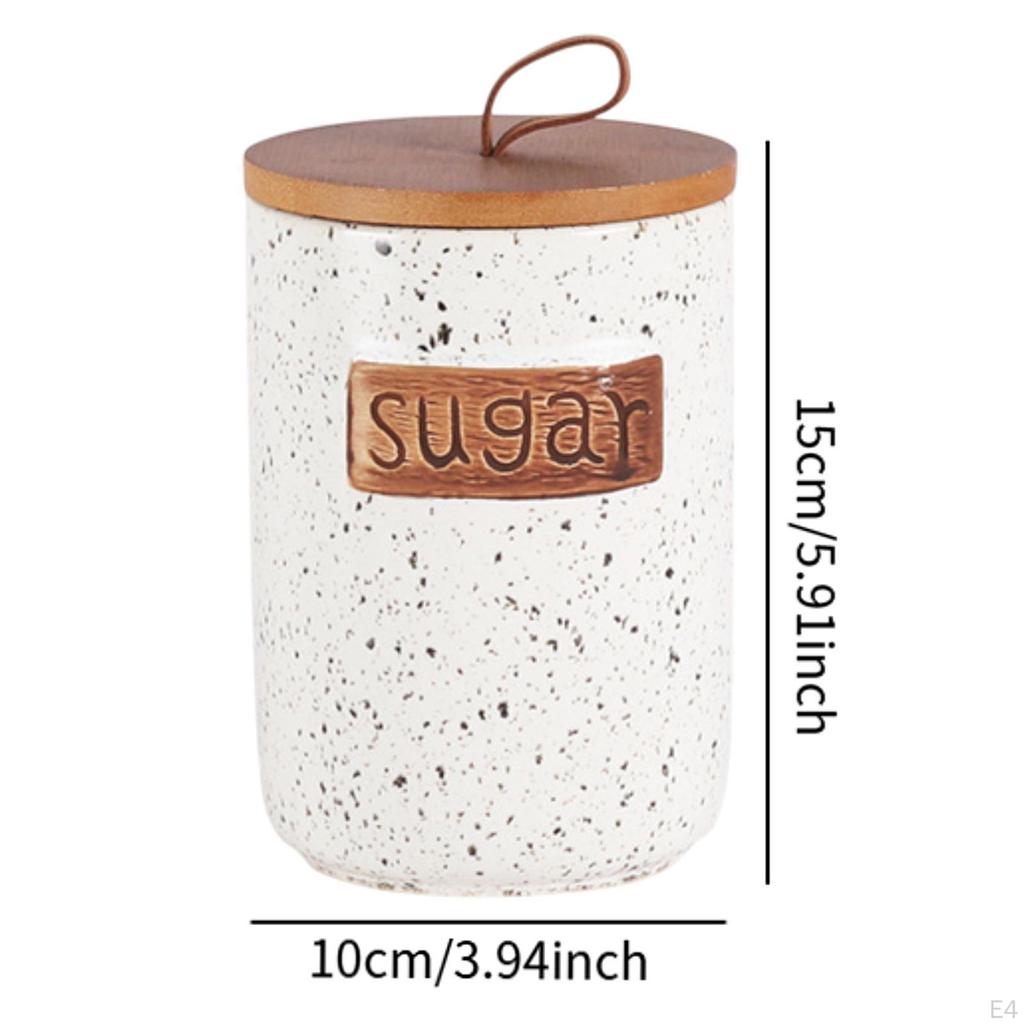 Airtight Ceramic Canister with Wooden Lid for Kitchen And Pantry