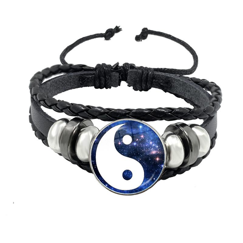One piece Yin Yang Tai Chi rope bracelet black and white braided leather bracelet bracelet women's gift