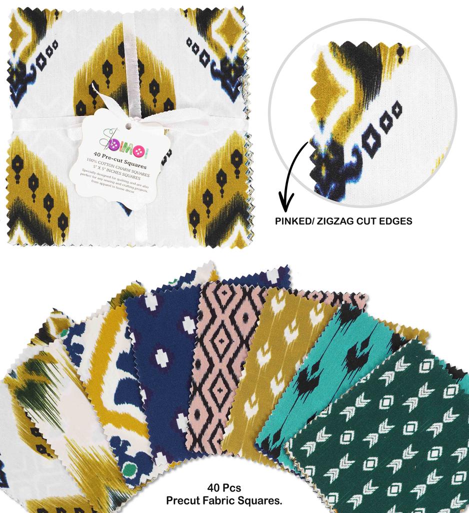 Soimoi Asian Ikat Print  Precut 5-inch Cotton  Fabric  Quilting  Squares  Charm Pack DIY Patchwork Sewing Craft-