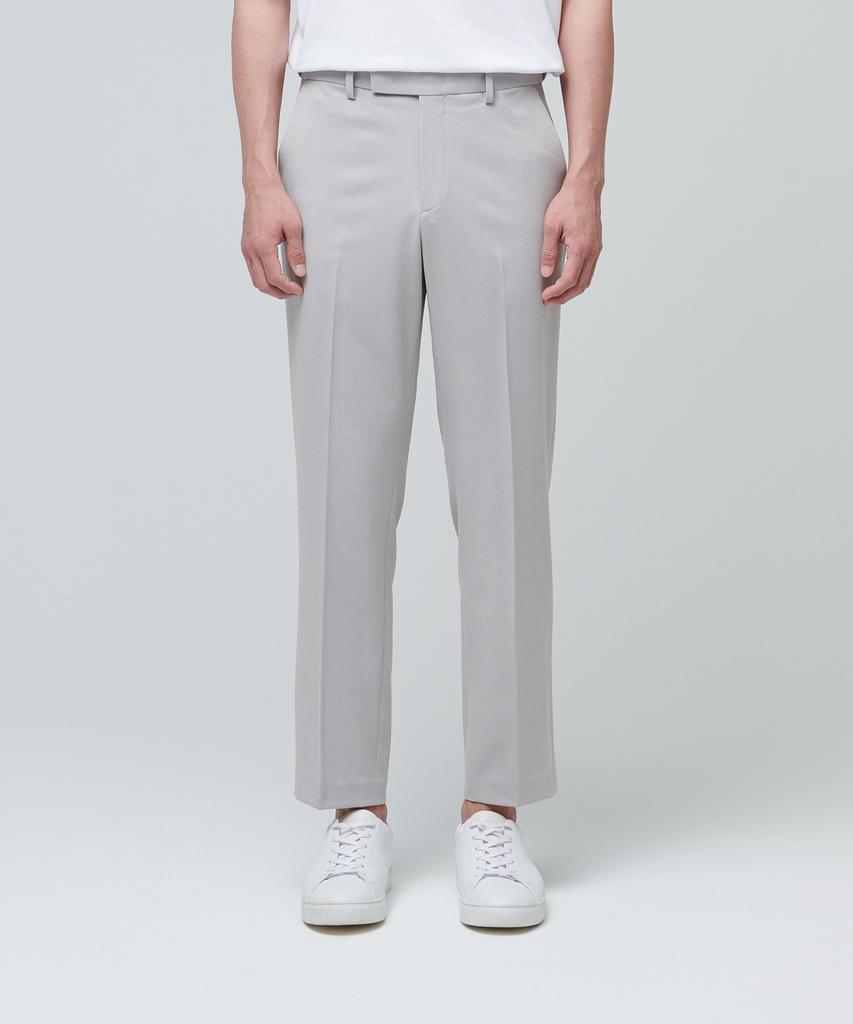 MUSINSA STANDARD Relaxed Tapered Hidden Banding Crop Slacks [Light Gray]