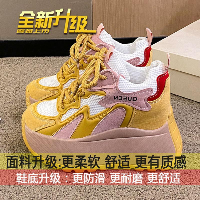 

Explosive mesh platform high-top shoes for women 2025 summer new lightweight, breathable, sports small casual dad shoes 35