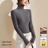 Women's Plus Velvet Warm Black Slim Fit Long Sleeve Top, High Neck Base Layer, Suitable for Autumn/Winter Outerwear