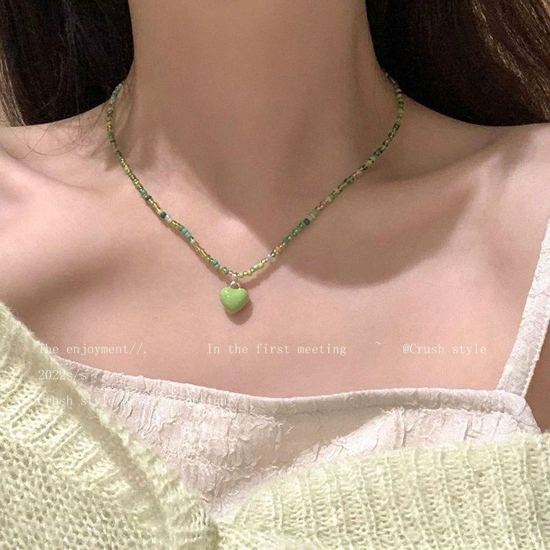 Dopamine Necklace: Candy-Colored Beaded Clavicle Design for Women - Sweet & Cool Internet Celebrity Jewelry