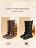Women's Retro Western Knee-High Boots - Autumn 2025 Style, Thick-Soled, Slimming, High-Top Knight Boots