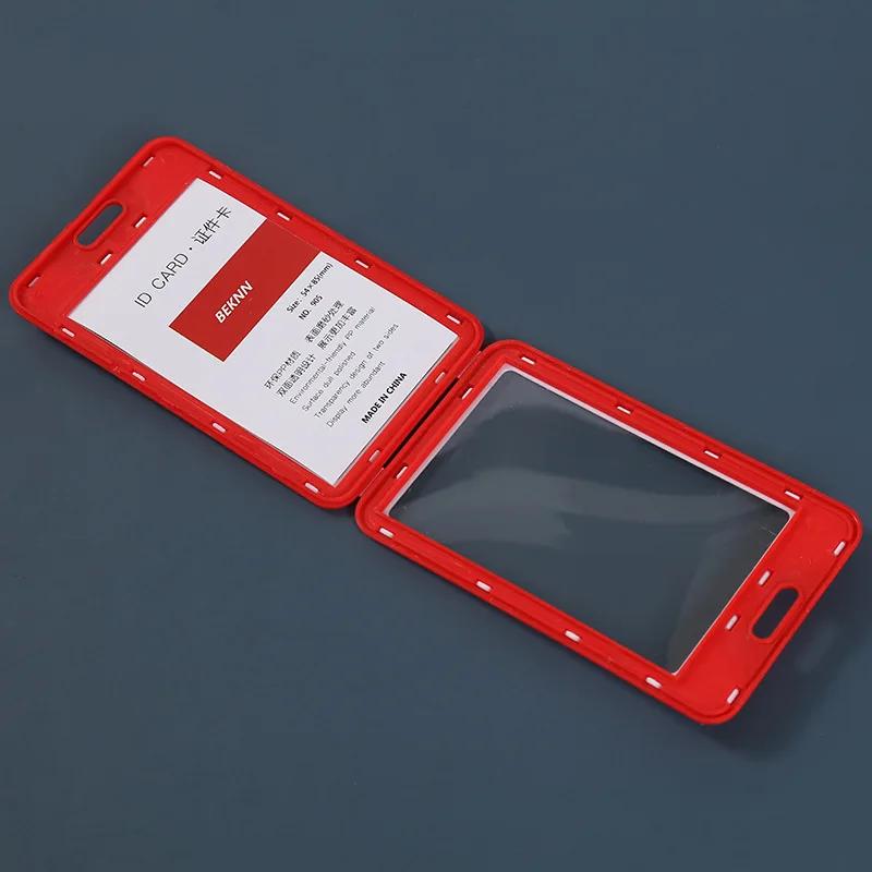 Candy Color Staff Work Card Holder Employees Workers Pass Access Card Cover Tag Bus Card Sleeve with Lanyard Purse for Women Man