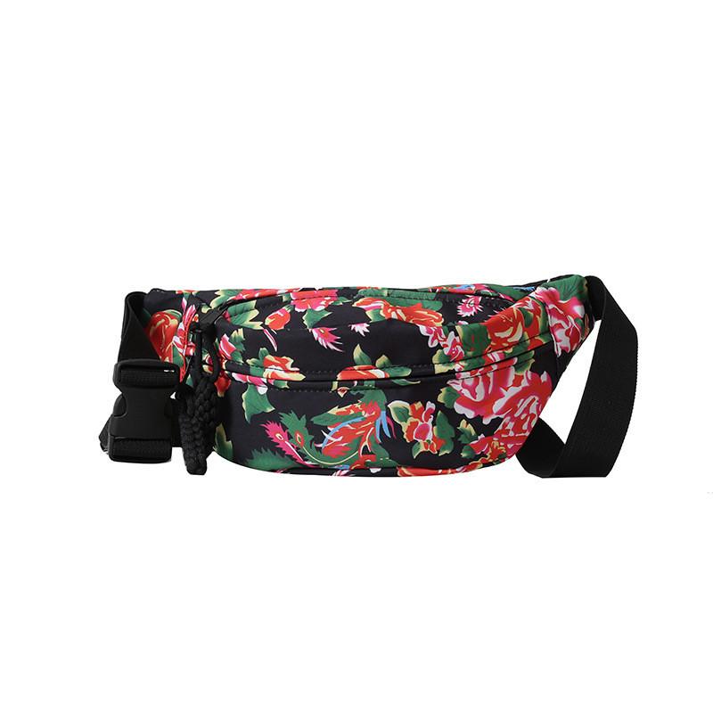 Stylish Northeast Floral Pattern Chinese Ethnic Trendy Shoulder Bag For Men And Women чёрный