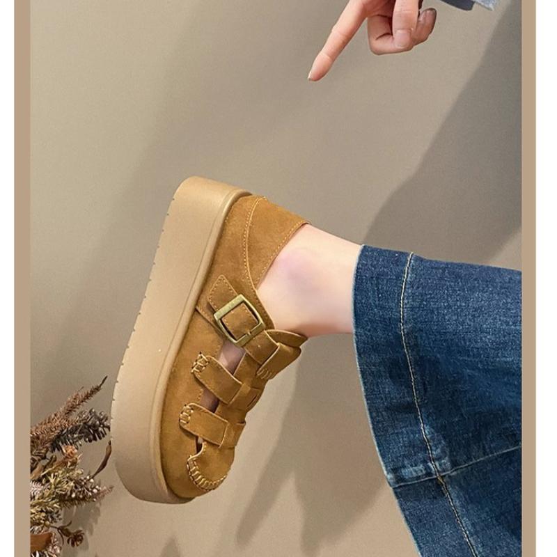 Fashion Hollow Breathable Bun Head Sandals Women's Wear 2025 Summer New Fashion Two Wear Thick Soled Beach Sandals Women's Shoes