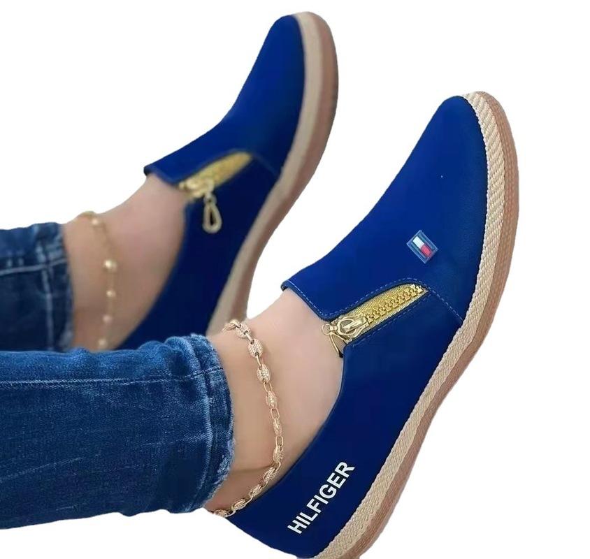 Mode Damen Causal Schuhe 2024 Neue Sommer Flats Reißverschluss Canvas Schuhe Damen Sportschuhe Plateau Sneaker Damen Vulkanisierte Schuhe