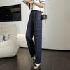 Women's High-Waist Plaid Wide-Leg Pants - Summer Slim Fit, Lightweight, Casual Drape Design