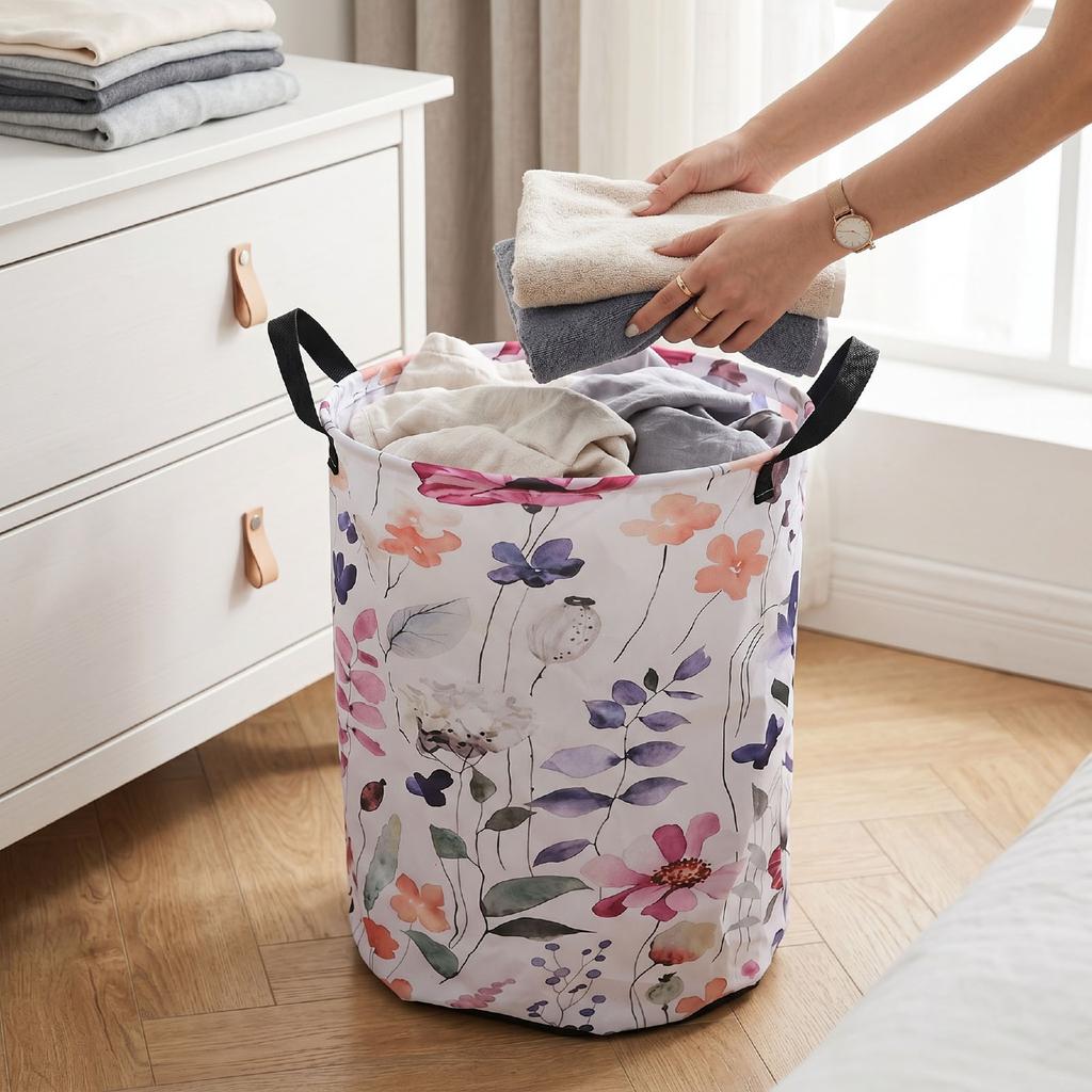 Laundry Hamper Multifunctional Handle Design Foldable Laundry Basket Storage Bin for Home 2PCS 40x50cm 15.75x19.69in