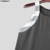 INCERUN Men Sleeveless Striped Splicing Casual Athletic Fitted Tank Tops Undershirts