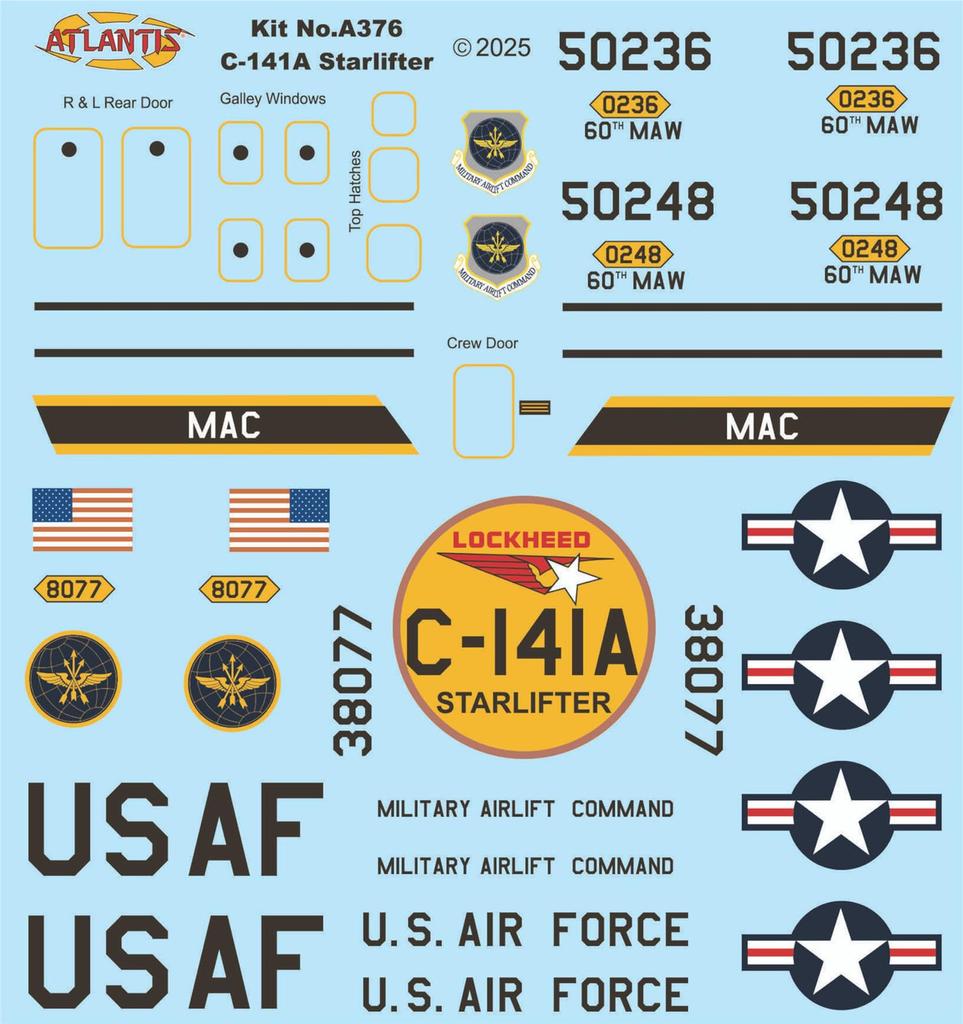 Atlantis Models Starlifter Plastic Model ATLAMCA376 1/108 C-141 (Airplane)