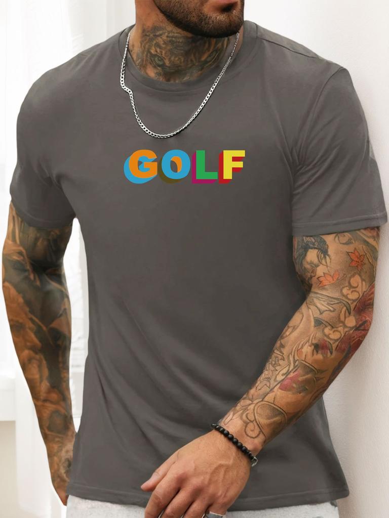 Kurzarm T-Shirt GOLF Herren 100% Baumwolle Muster Gedrucktes Hemd Sommer Rundhals Atmungsaktiv Lässig Mode Cooles T-Shirt