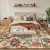 Traditional Floral Area Rug Soft Polyester, Machine Washable Easy Clean, for Living Room, Bedroom, Office, Cafe, Floor Decor